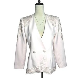 John Meyer of Norwich Embellished Blazer Jacket 8P | Baby Pink Formal Evening